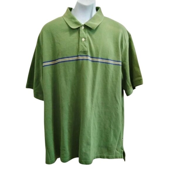 St Johns Mens Sizes XL Polo Shirt Bay Yarn Dye Pique Green Striped Casual - Picture 2 of 7